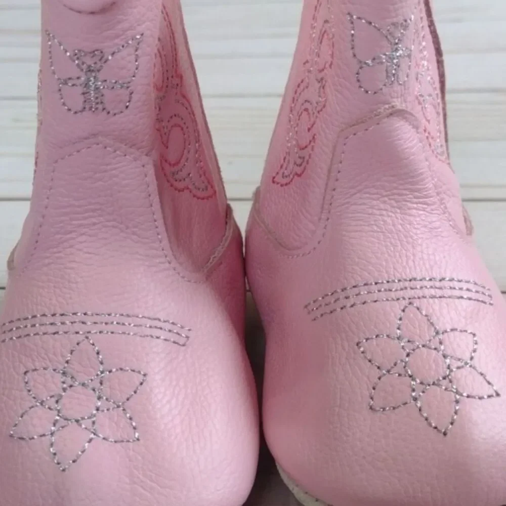 MaMTaKoN Pink Genuine Leather Cowboy Boots Size 6-12 Months